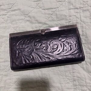 Patricia Nash Leather Embossed Floral Wallet - Black